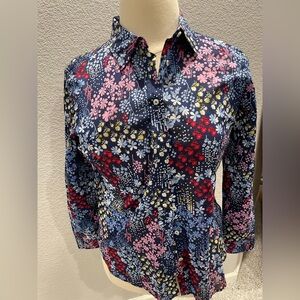 Bursts of Colorful Flowers Adotn this Blouse by Talbots